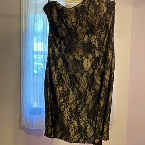 Black lace strapless dress, size 12, by Jessica McClintock
